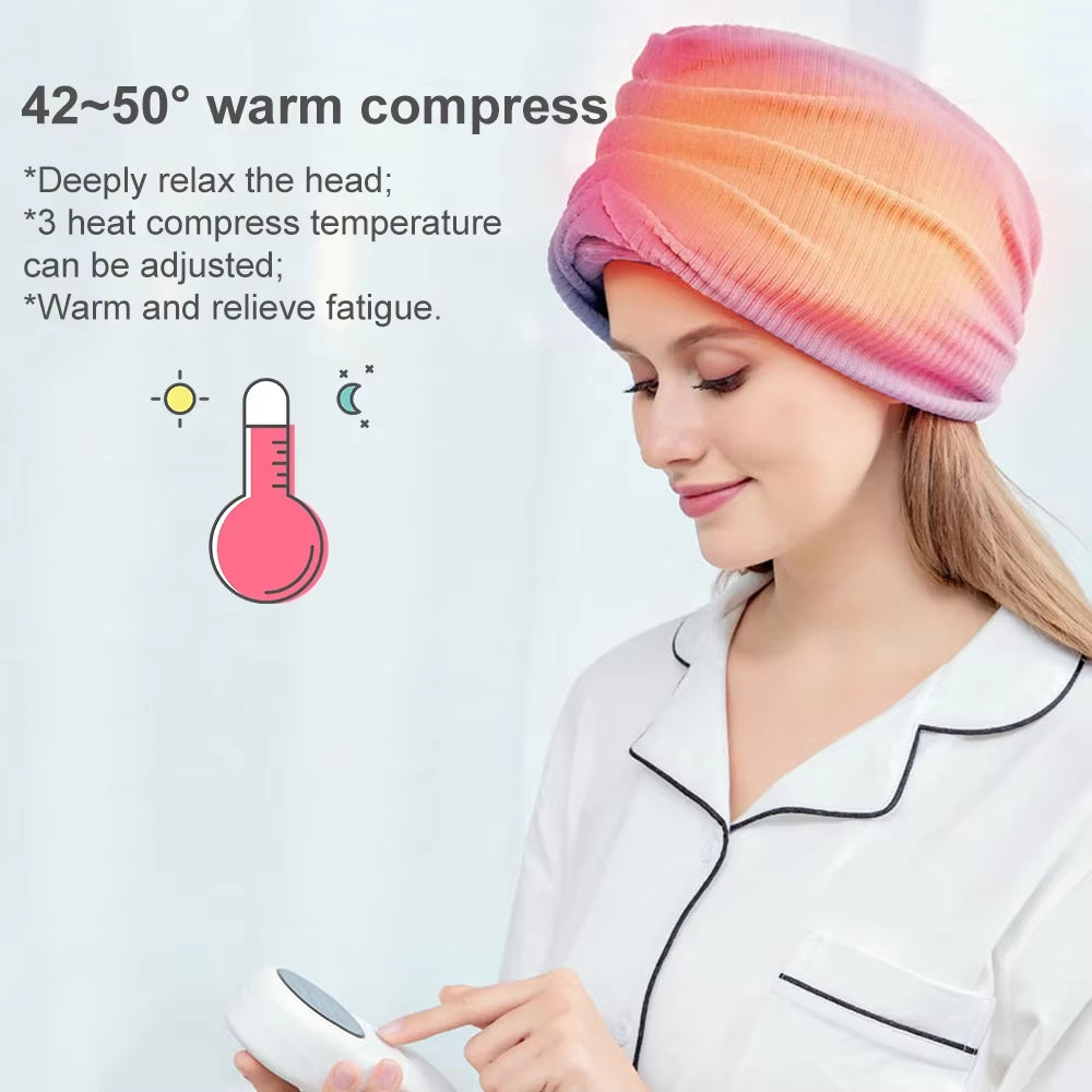 Electric Heated Head Massager with Vibration and Air Compression Kneading SPA for Headache Stress Relief and Deep Sleep Health
