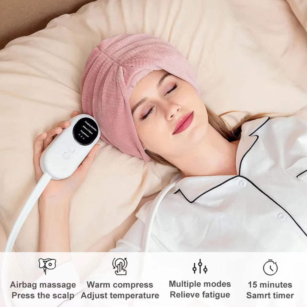 Electric Heated Head Massager with Vibration and Air Compression Kneading SPA for Headache Stress Relief and Deep Sleep Health