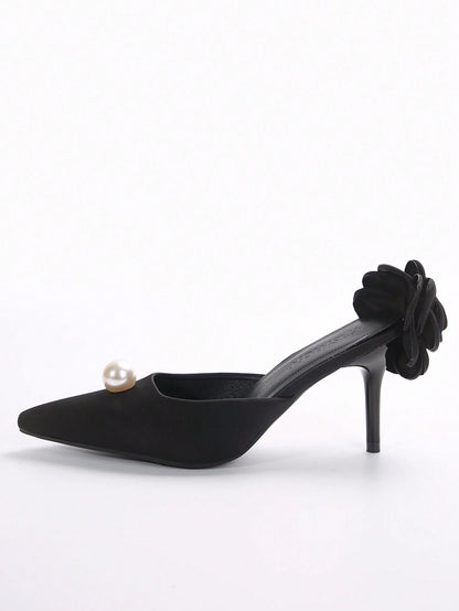 New Arrival Pointed Toe Leopard Print Bow Decor Mid Heel Mules, Fashionable EU Style, Early Autumn