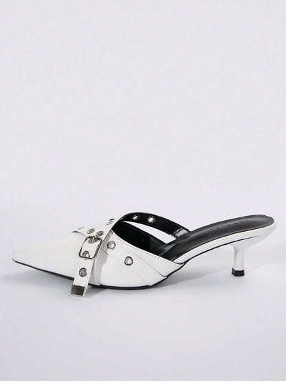New Arrival Pointed Toe Leopard Print Bow Decor Mid Heel Mules, Fashionable EU Style, Early Autumn