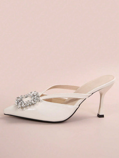 New Arrival Pointed Toe Leopard Print Bow Decor Mid Heel Mules, Fashionable EU Style, Early Autumn
