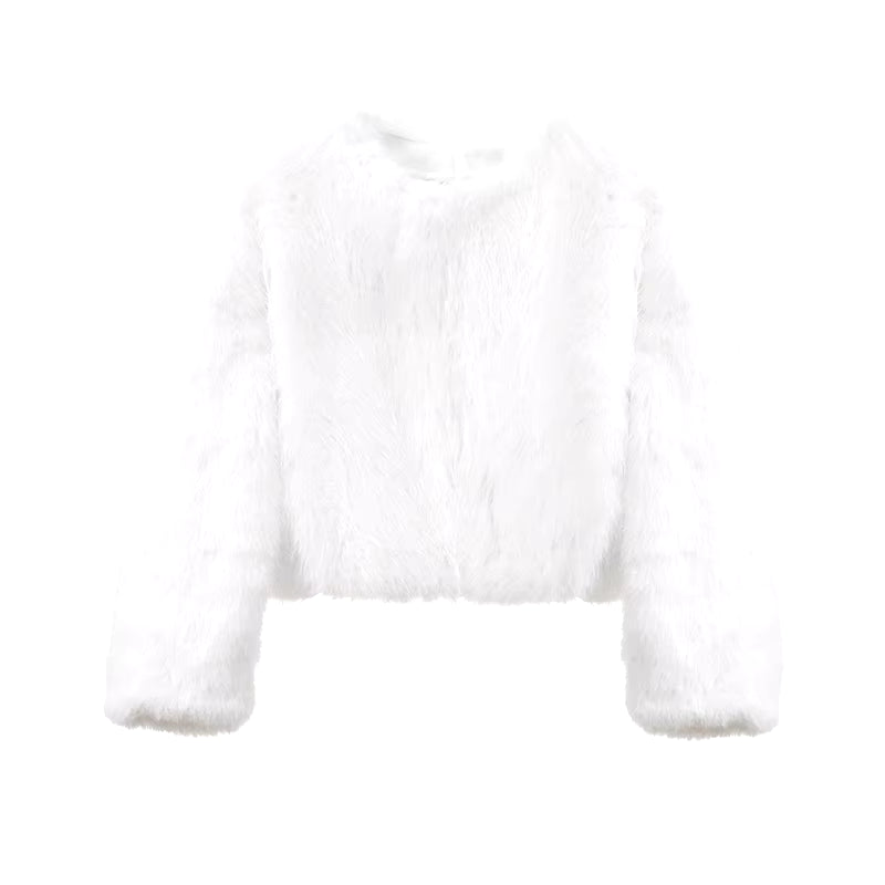 Luxury Gradient Faux Fur Cropped Coat for Women - Iconic Street Fashion Winter 2024 Collection