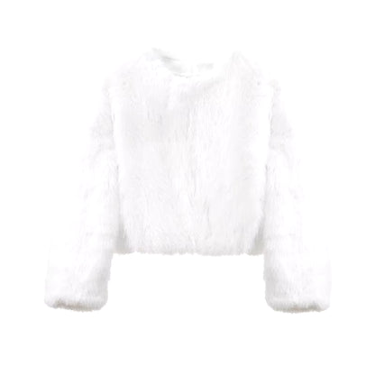 Luxury Gradient Faux Fur Cropped Coat for Women - Iconic Street Fashion Winter 2024 Collection