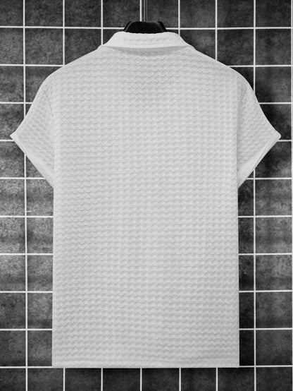 Manfinity Homme Men's Solid Button-Up Short Sleeve Casual Shirt - Ideal Gift for Boyfriend