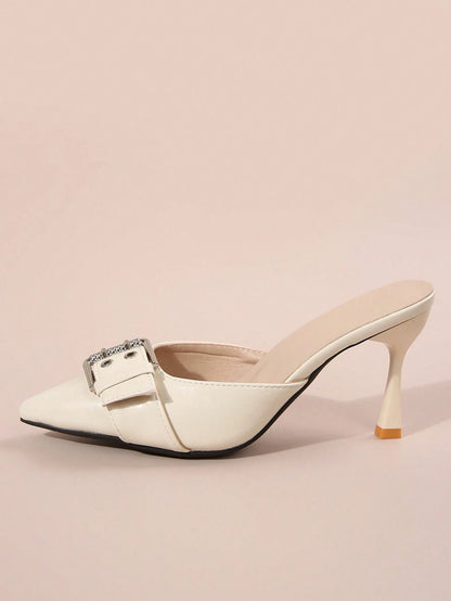 New Arrival Pointed Toe Leopard Print Bow Decor Mid Heel Mules, Fashionable EU Style, Early Autumn