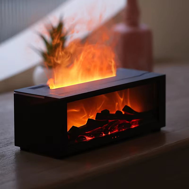 New Flame Aromatherapy Machine Colorful Essential Oil Diffuser Home Large Fog Volume Flame Humidifier 3D Flame Fireplace Machine