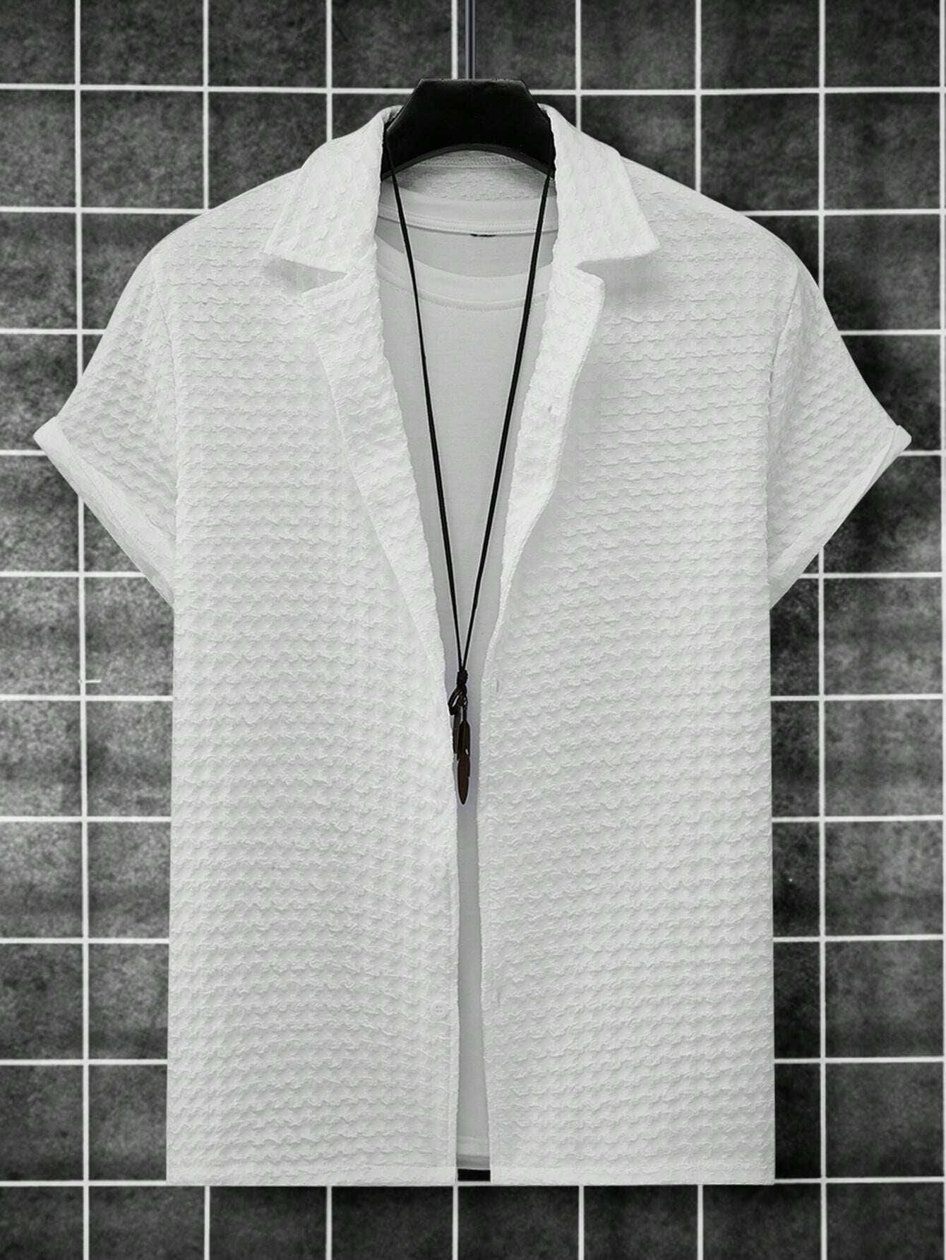 Manfinity Homme Men's Solid Button-Up Short Sleeve Casual Shirt - Ideal Gift for Boyfriend