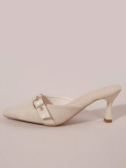 New Arrival Pointed Toe Leopard Print Bow Decor Mid Heel Mules, Fashionable EU Style, Early Autumn