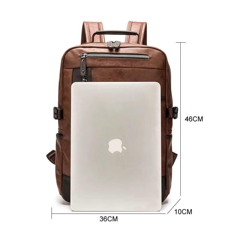 Designer Stylish Men Backpack Pu Leather School Shoulder Bags Travel Bag Men Teenager Mochila Man Laptop Bagpack