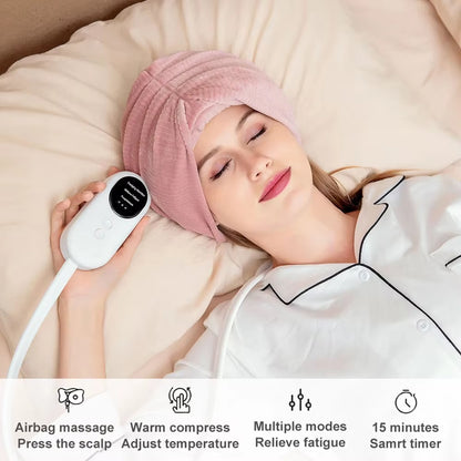 Electric Heated Head Massager with Vibration and Air Compression Kneading SPA for Headache Stress Relief and Deep Sleep Health